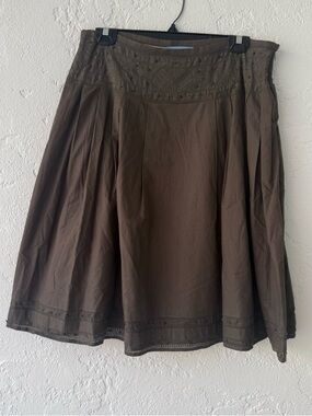 Smart Set Brown A-Line Skirt with Embroidered Waist and Hem